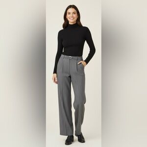 Atelier Creation Gray Vintage Style Pinstripe Trousers, Spiral Buckle, S/XS